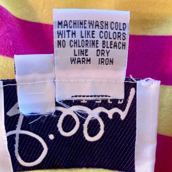 Vintage Lilly Pulitzer Mod Striped Shift Dress Elbow Sleeves Pink Yellow Size S - Picture 11 of 11